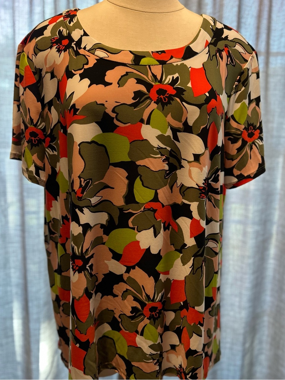 Anne Klein Multicolor Floral Short Sleeve Tee